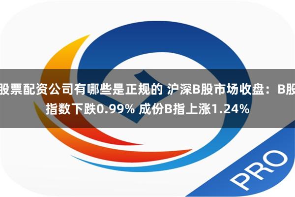 股票配资公司有哪些是正规的 沪深B股市场收盘：B股指数下跌0.99% 成份B指上涨1.24%